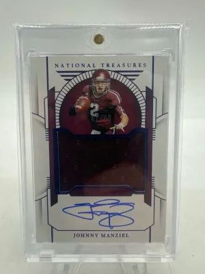2024 National Treasures Johnny Manziel Blue Auto 47/49 front
