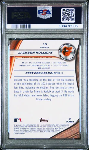 2024 Bowman's Best Jackson Holliday Refractor PSA 10 back