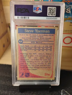 1984 Topps Steve Yzerman Rookie back