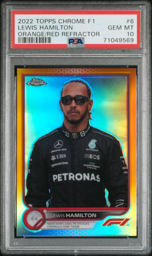 2022 Topps Chrome Formula 1 Lewis Hamilton Orange/Red Refractor front