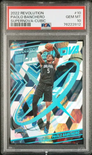 2022 Panini Revolution Supernova Paolo Banchero Supernova Cubic /50 Rookie PSA 10 front