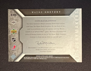 2005 2006 UD Hockey Big Playmakers B-WG Wayne Gretzky 48/50 back