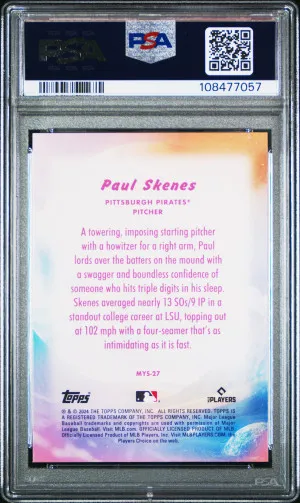 2024 Topps Update Mystical Blue Paul Skenes PSA 10 back