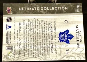 2016 Ultimate Collection Auston Matthews Ultimate Rookies Patch Auto /25 back