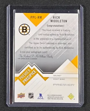 2023-24 Upper Deck Premier Precipice Auto - Rick Middleton back