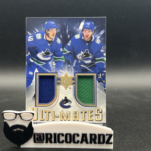 2021-22 UD Ultimate Collection Pettersson/Hughes Ulti-mates Jersey front