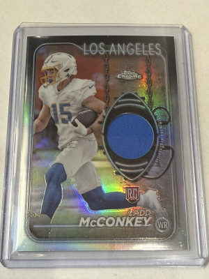 2024 Topps Chrome Relic Ladd McConkey Rookie front