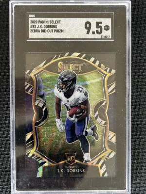 JK Dobbins 2020 Select Zebra Die Cut Prizm front