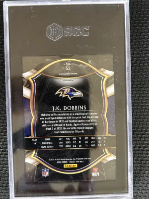 JK Dobbins 2020 Select Zebra Die Cut Prizm back