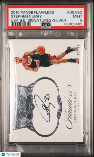 2016 FLAWLESS STEPHEN CURRY USA BASKETBALL SILVER SIGNATURES AUTO /20 PSA 9 front