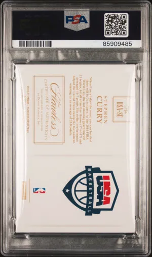 2016 FLAWLESS STEPHEN CURRY USA BASKETBALL SILVER SIGNATURES AUTO /20 PSA 9 back