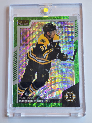 2020 O-Pee-Chee Platinum Emerald Surge PATRICE BERGERON ssp #10/10 🔥 rare!! front