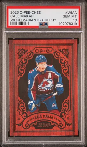 2023 Upper Deck O-Pee-Chee Wood Variants Cale Makar Wood Variants-Cherry front