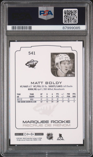 2022 Upper Deck O-Pee-Chee Matt Boldy back