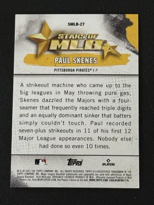 2025 Topps Stars of MLB -#SMLB-27 Paul Skenes Pittsburgh Pirates back