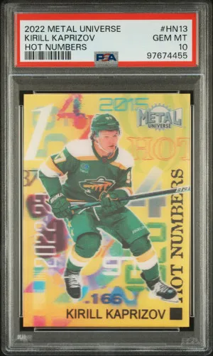 2022 Skybox Metal Universe Hot Numbers Kirill Kaprizov front