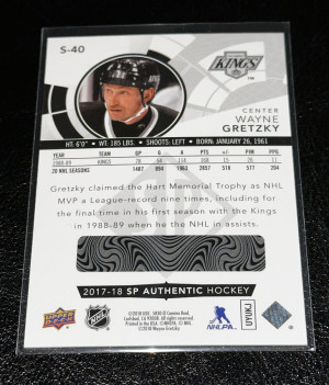 2017-18 SP Authentic Wayne Gretzky Spectrum FX GOAT back