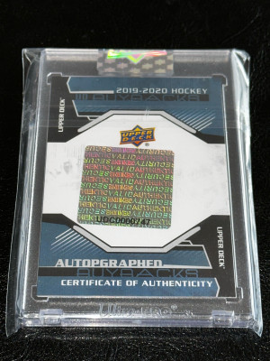 2019-20 UD BUYBACK AUTO ROOKIE Andrei Svechnikov Young Guns Signed RC /37 back