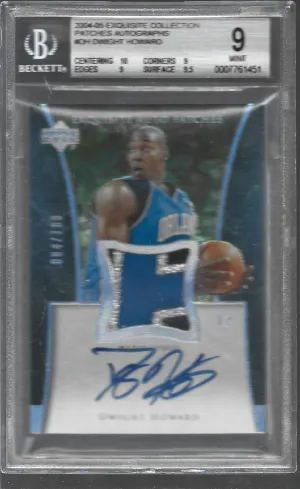 2004-05 Exquisite Collection Dwight Howard RPA /100 Bgs 9/10 Game Used front