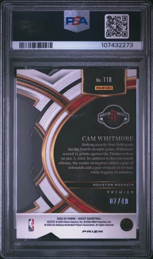 2023 Panini Select Cam Whitmore Die-Cut Bronze Checker back