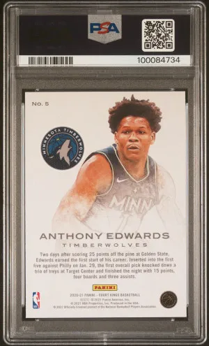 2020 Panini Court Kings Works In Progress Anthony Edwards Works In Progress back