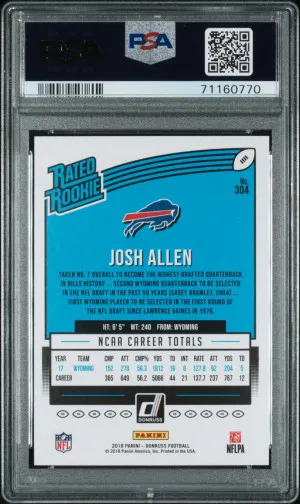 2018 Panini Donruss Josh Allen back