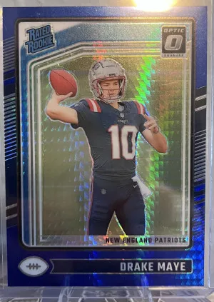 Drake Maye 2024 Donruss Optic Blue Hyper #229 Rookie RC Patriots Color Match front