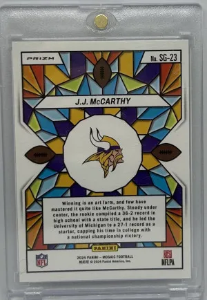2024 Mosaic Football J.J McCarthy Stained Glass Sp back