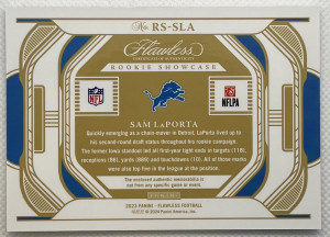 2023 flawless Sam laporta Rookie showcase patch /25 back