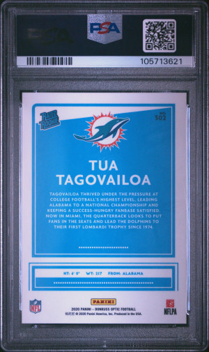 2020 Panini Donruss Optic Tua Tagovailoa Mint Parallel/Variety Rookie PSA 9 back