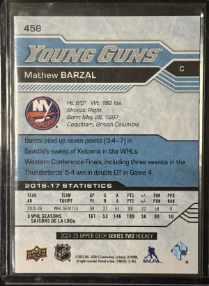 Mathew Barzal Young Guns Renewed High Gloss back