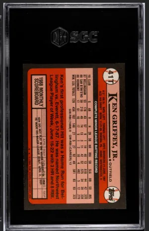 1989 Topps Traded Ken Griffey Jr #41T Rookie RC (SGC 9) back