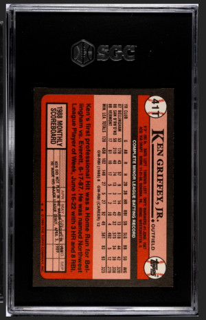 1989 Topps Traded Ken Griffey Jr #41T Rookie RC (SGC 9) back