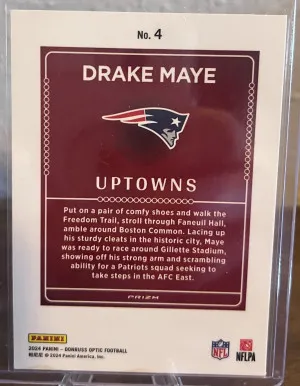 2024 Panini Donruss Optic Drake Maye Uptowns RC #4 Case Hit SSP Patriots back