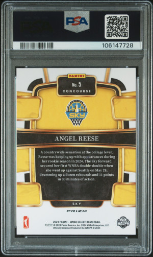 2024 Panini Select Wnba Angel Reese Silver Prizm back
