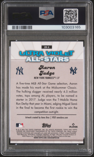 2024 Topps Chrome Ultraviolet All-Stars Aaron Judge back