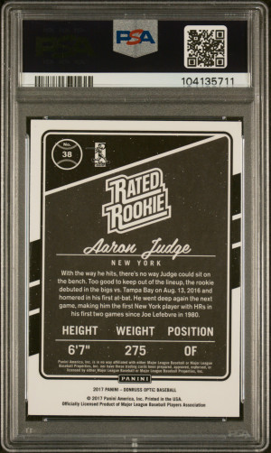 2017 Panini Donruss Optic Rated Rookie Aaron Judge back