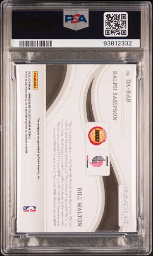 2022 Panini Immaculate Collection Dual Autographs Walton/Sampson back