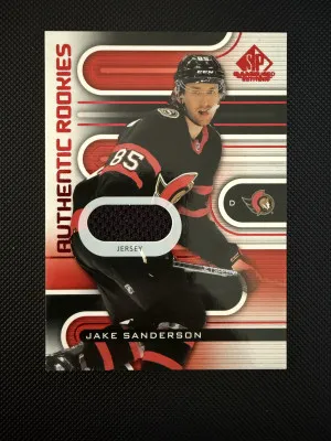 2022-23 SP Game Used Authentic Rookie Jake Sanderson RC Jersey Relic front