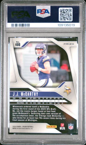 2024 Panini Prizm Jj Mccarthy Disco Prizm back