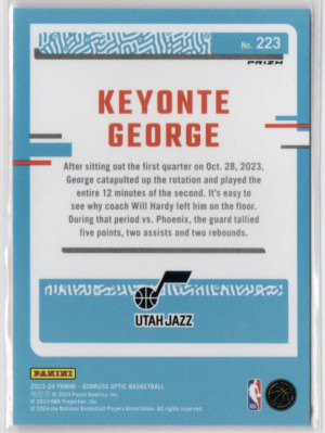 2023-24 Panini Donruss Optic Pink Keyonte George #223 back