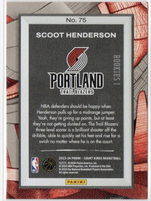 2023-24 Panini Court Kings Scoot Henderson #75 RC back