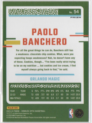 2024 Panini Donruss Optic Prizm Paolo Banchero #54 back