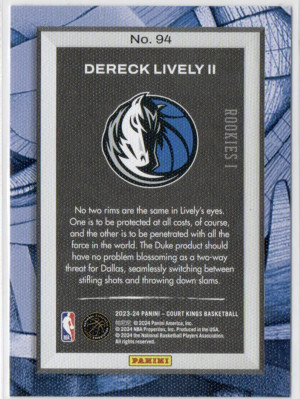 2023-24 Panini Court Kings Dereck Lively II #94 RC back