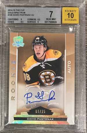 David Pastrnak The Cup Gold Auto /25 RC BGS 7 front