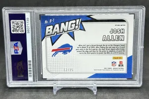 Josh Allen 2021 Panini Mosaic BANG! Blue Fluorescent/15 #B1 PSA9 Bills back