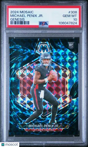2024 Panini Mosaic Michael Penix JR. #308 PSA 10 Rookie Genesis Low Pop SP front