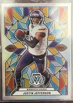 2024 Mosaic Justin Jefferson stained glass case hit front