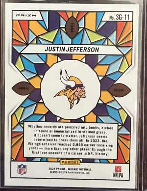 2024 Mosaic Justin Jefferson stained glass case hit back