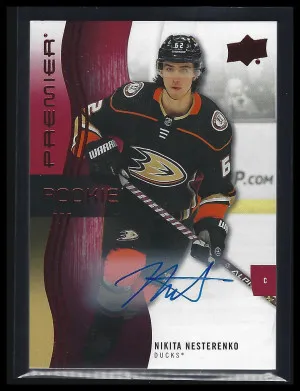 2023-24 Upper Deck Premier Rookie Auto Red Nikita Nesterenko front